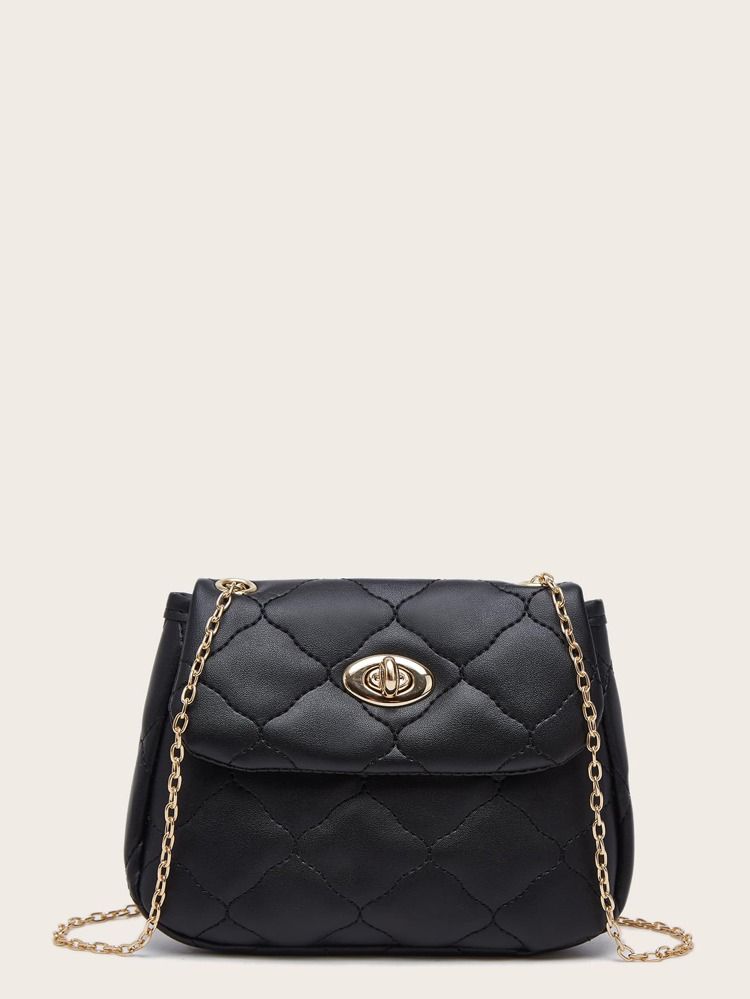 Quilted Turn-Lock Chain Bag | SHEIN