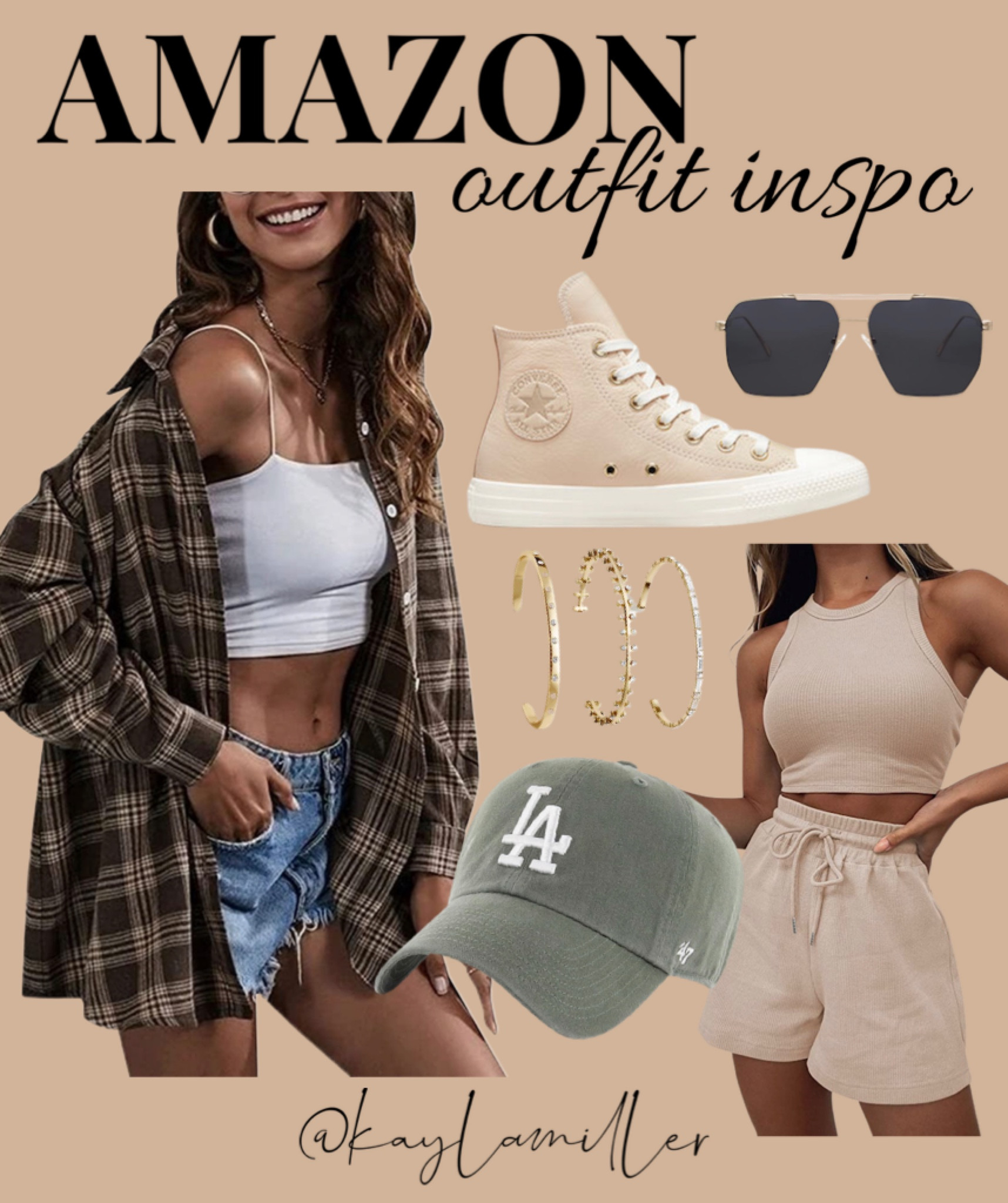 AMAZON OUTFIT INSPO 🤎

Fall outfit 
Oversized plaid top
Nude set
Hi top sneakers
Baseball cap

#LTKSeasonal #LTKstyletip #LTKunder50