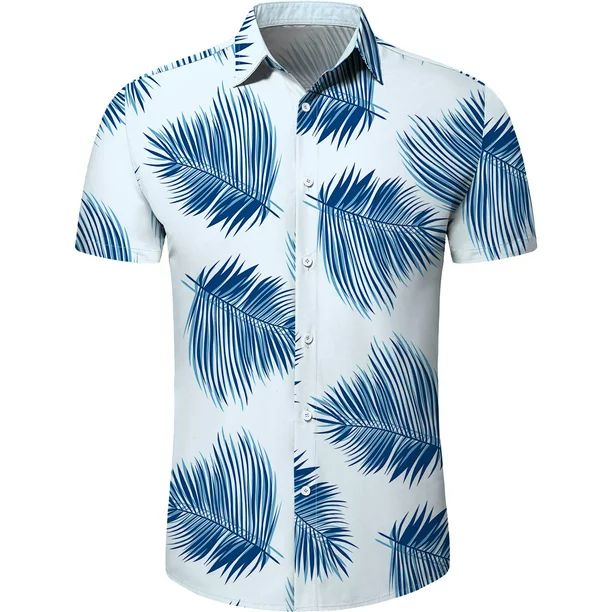 Aiyino Men's Hawaiian Shirt Short Sleeves Printed Button Down Summer Beach Dress Shirts | Walmart (US)