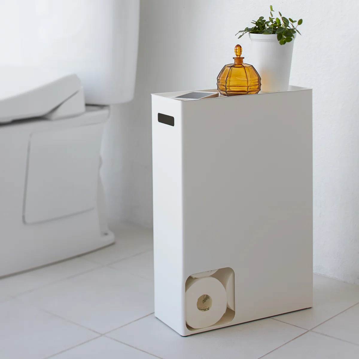 Yamazaki Home Toilet Paper Stocker, Bathroom Storage Organizer Dispenser, Steel, Handles | Wayfair North America