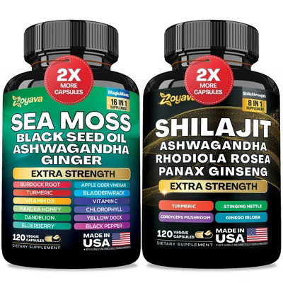 Zoyava Dynamic Vitality Bundle 2 Pack, 60ct each, Sea Moss & Shilajit All in One Supplement | Target