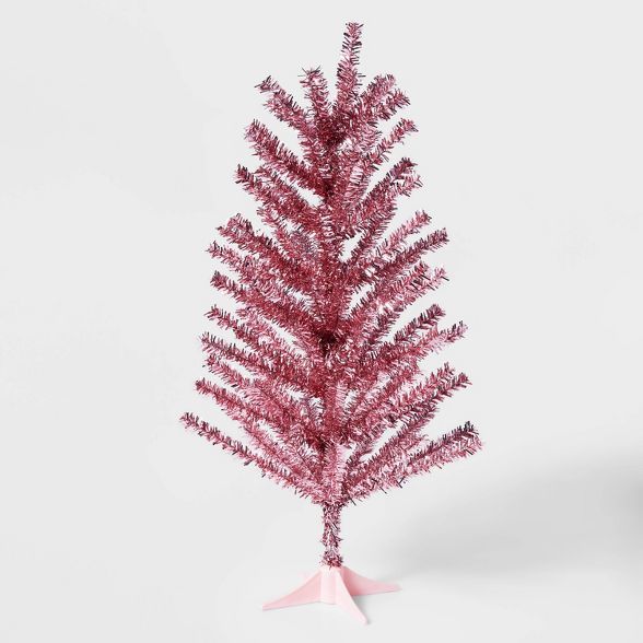 2ft Unlit Shiny Pink Tinsel Artificial Christmas Tree - Wondershop™ | Target