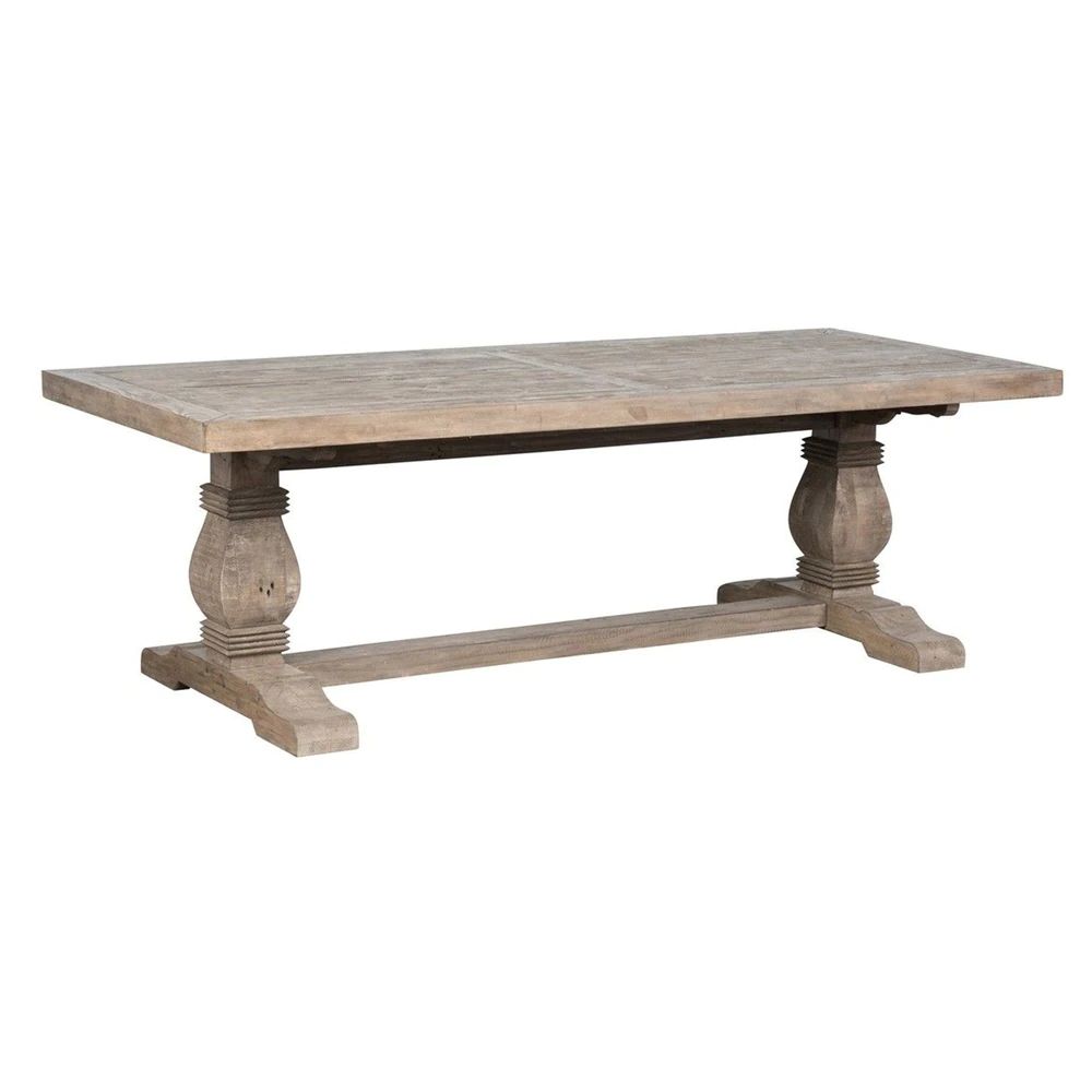 Rectangular Reclaimed Wood Dining Table with Trestle Base, Weathered Brown | Bed Bath & Beyond