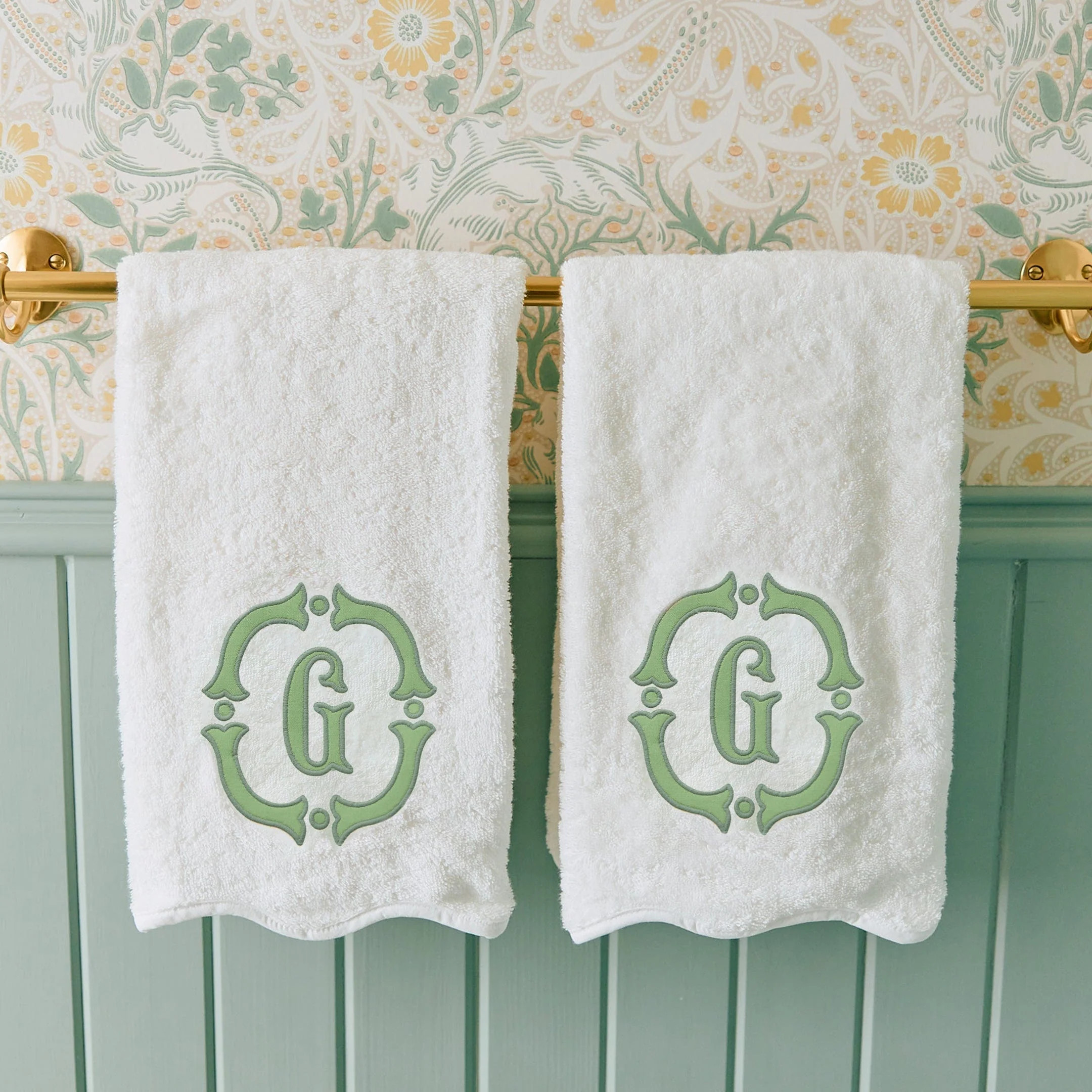 Monogrammed Luxury Scallop Hand Towels | Weezie | Weezie Towels