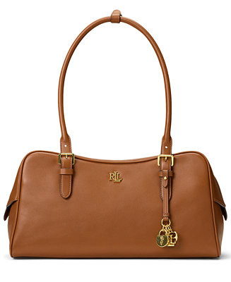 Lauren Ralph Lauren Leather Large Marcy Zip Slim Shoulder Bag - Macy's | Macy's