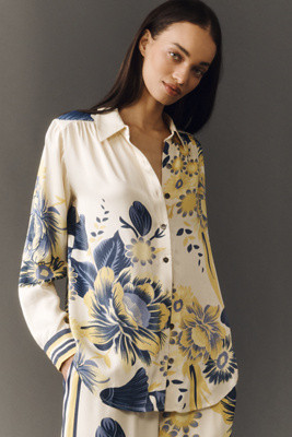 Conditions Apply Blooming Long-Sleeve Collared Blouse | Anthropologie (US)