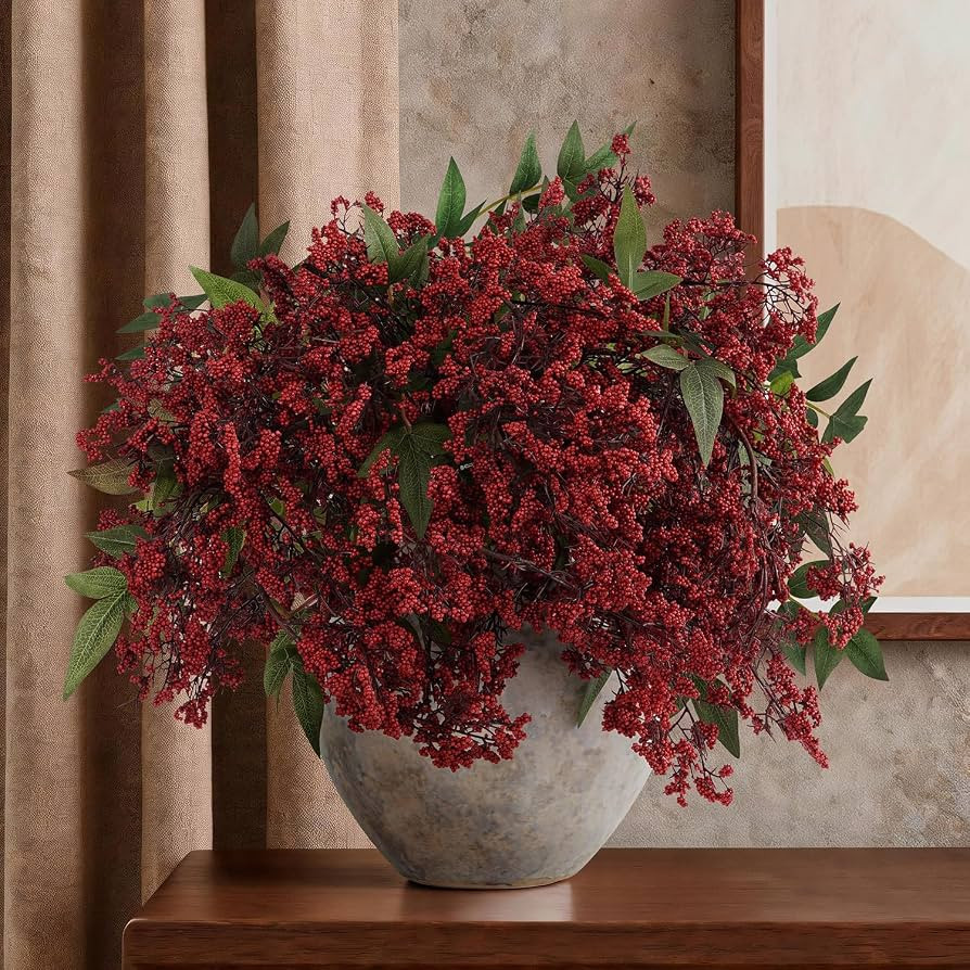 3 Pcs Artificial Berry Stem 36" Realistic Flowers Picks Branches Faux Stem Spray DIY for Holiday ... | Amazon (US)