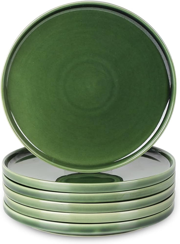 vicrays Ceramic Salad Plates Set - Porcelain 8 Inch Flat Dessert Appetizer Plate for Lunch Home P... | Amazon (US)