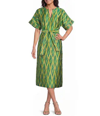 Evelyn Geometric Jacquard Midi Dress | Dillard's