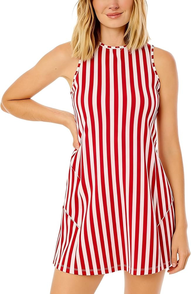 Qiaomai Womens Summer Dresses 2026 Casual A Line Beach Dress Sleeveless Crewneck Striped Vacation... | Amazon (US)