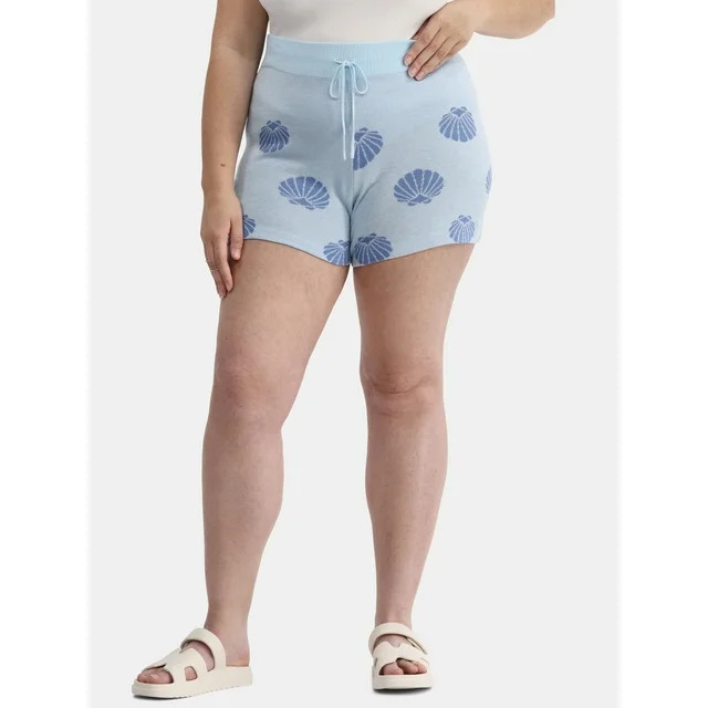 No Boundaries Intarsia Knit Shorts Coverup, 2.5'' Inseam, Women's | Walmart (US)