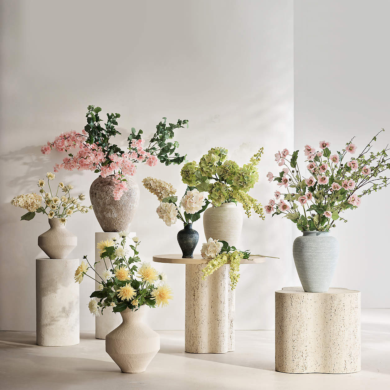 Faux Antiqued White Hydrangea Stem 30" | Crate & Barrel | Crate & Barrel