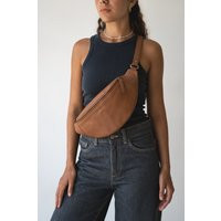 Brown Leather Fanny Pack Genuine Cowhide Crossbody Belt Bag | Etsy (US)
