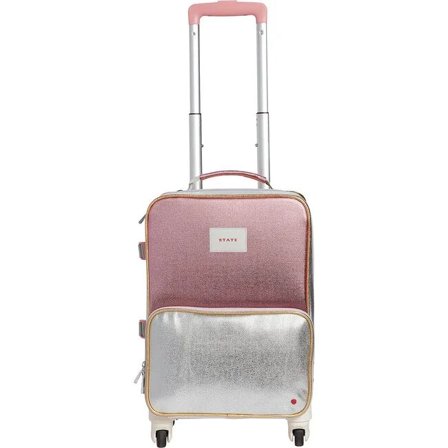 Mini Logan Suitcase, Pink and Silver | Maisonette