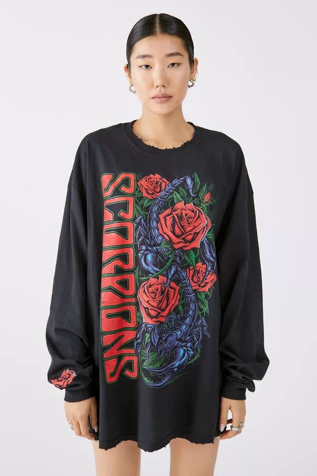 Scorpions And Roses Long Sleeve T-Shirt Dress | Urban Outfitters (US and RoW)