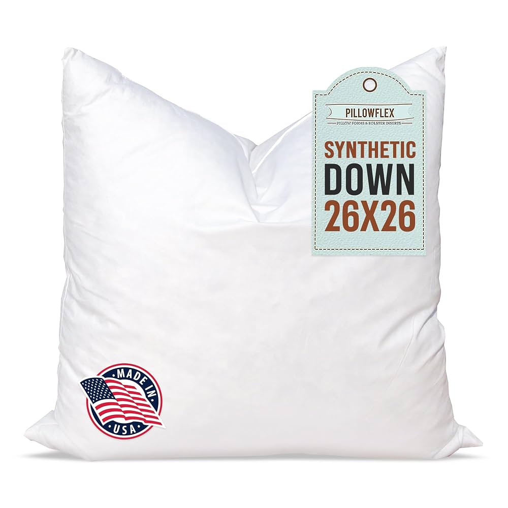 Pillowflex Synthetic Down Pillow Insert - 26x26 Down Alternative, Ultra Soft Large Square Europea... | Amazon (US)