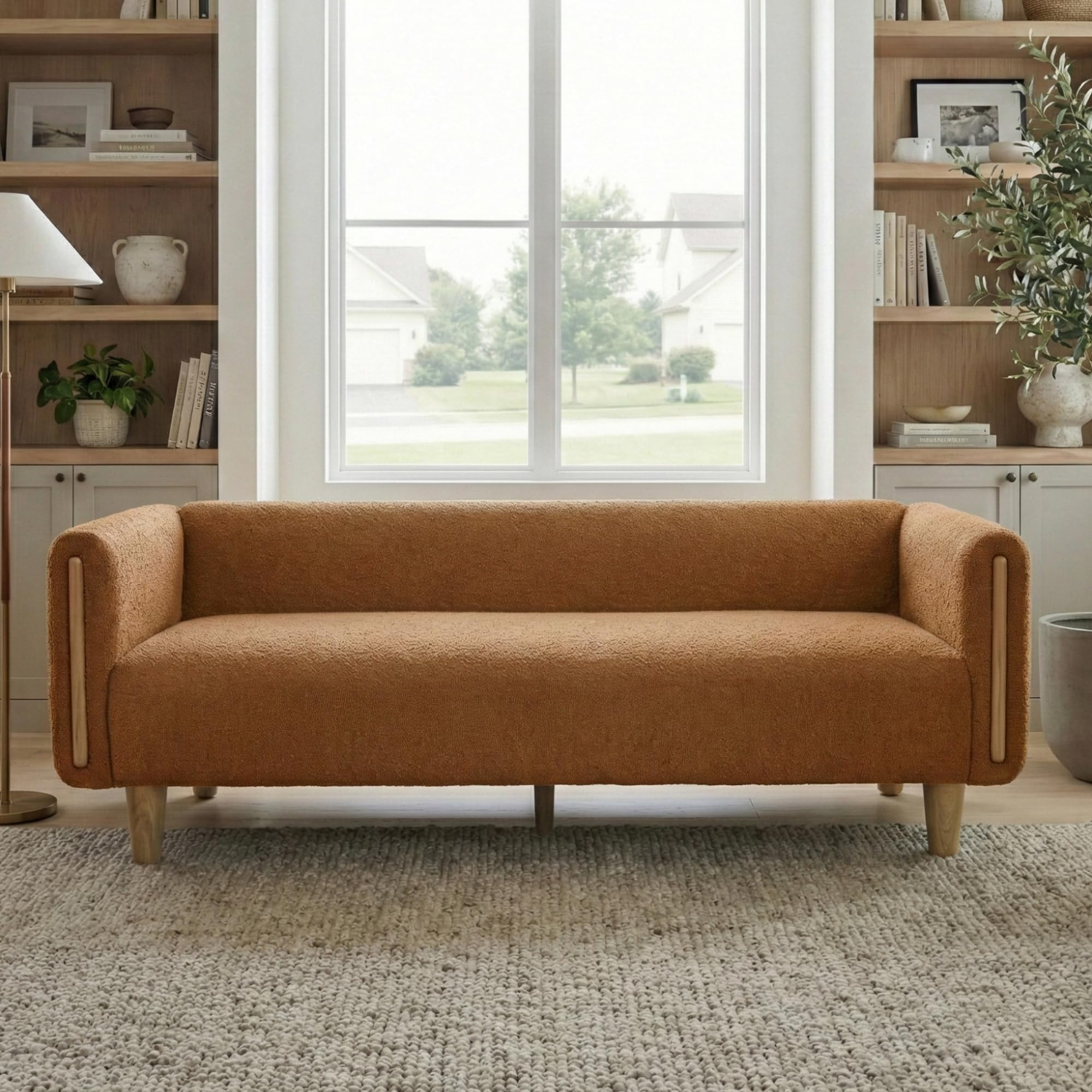 Modern 78.7" Sofa Couch Textured Upholstery Couch with Stylish Armrests, Modern 3-Seater Sofa wit... | Amazon (US)