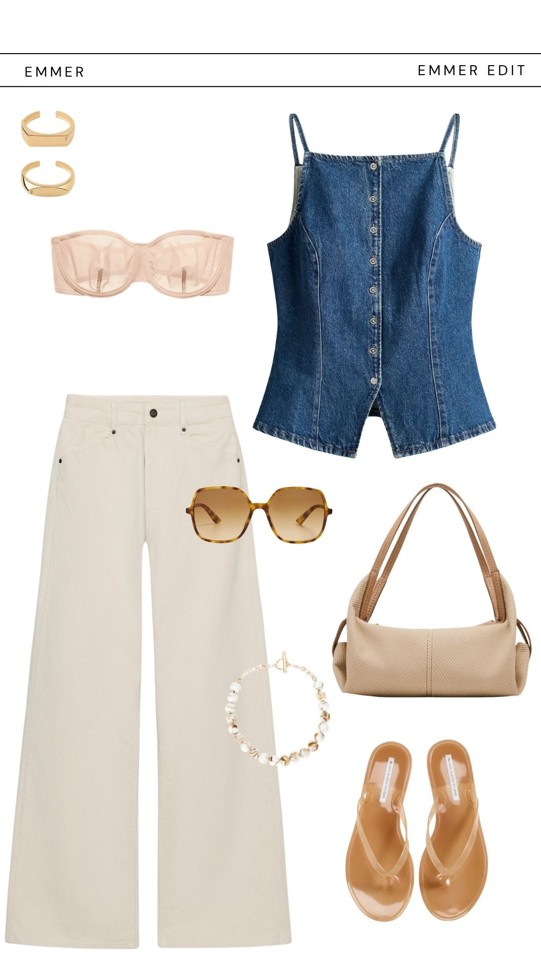 Light wash jeans | tan jeans | denim top | spring outfit | sandals | strapless bra 

 #LTKootd #LTKSeasonal