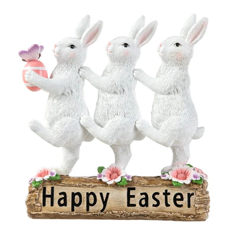 9.25"H Easter Resin Triple Bunny Table Decor | Wayfair North America