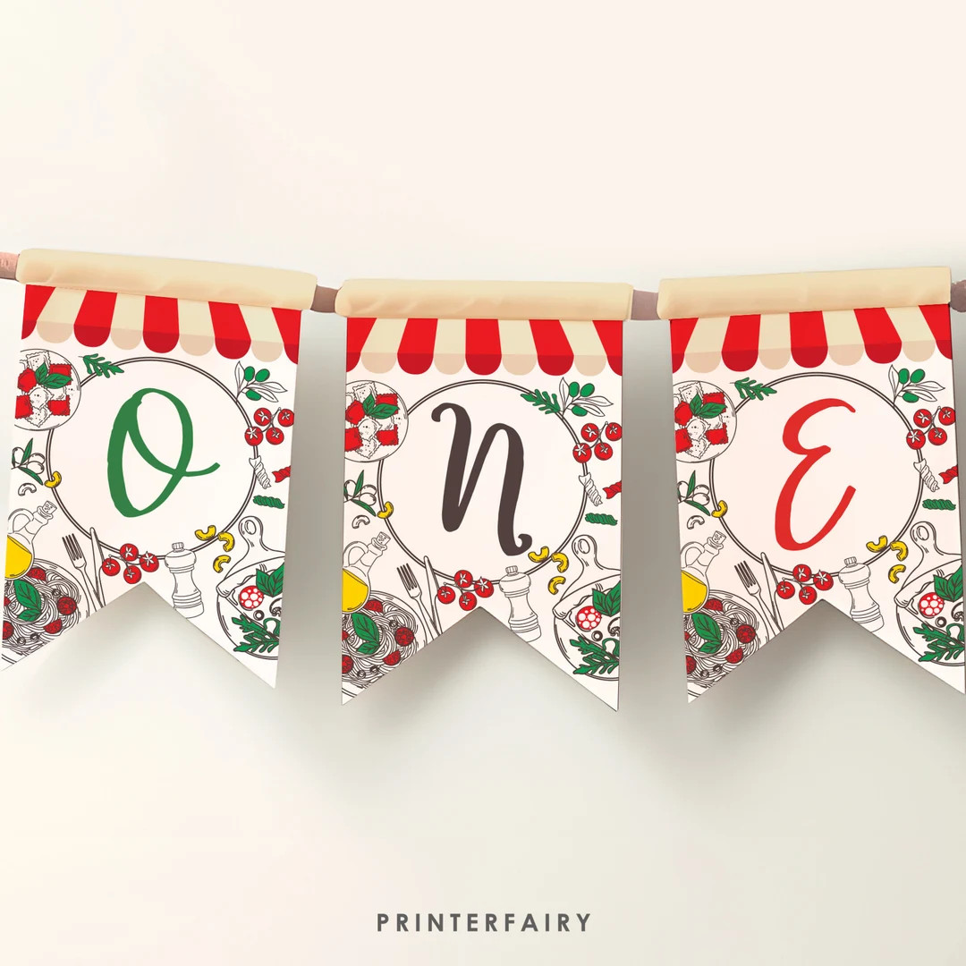 Italian 1st Birthday Editable Banner, Pizza First Birthday, Spaghetti Birthday Party, Chef Birthd... | Etsy (US)