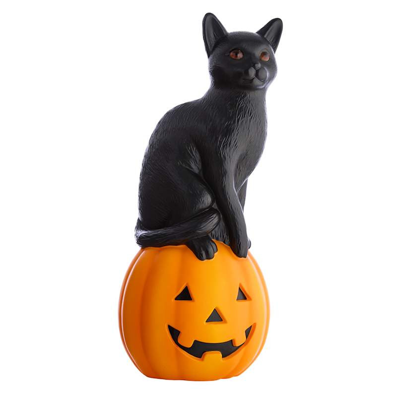 LED Cat on Jack-O-Lantern Blow Mold, 24" | At Home