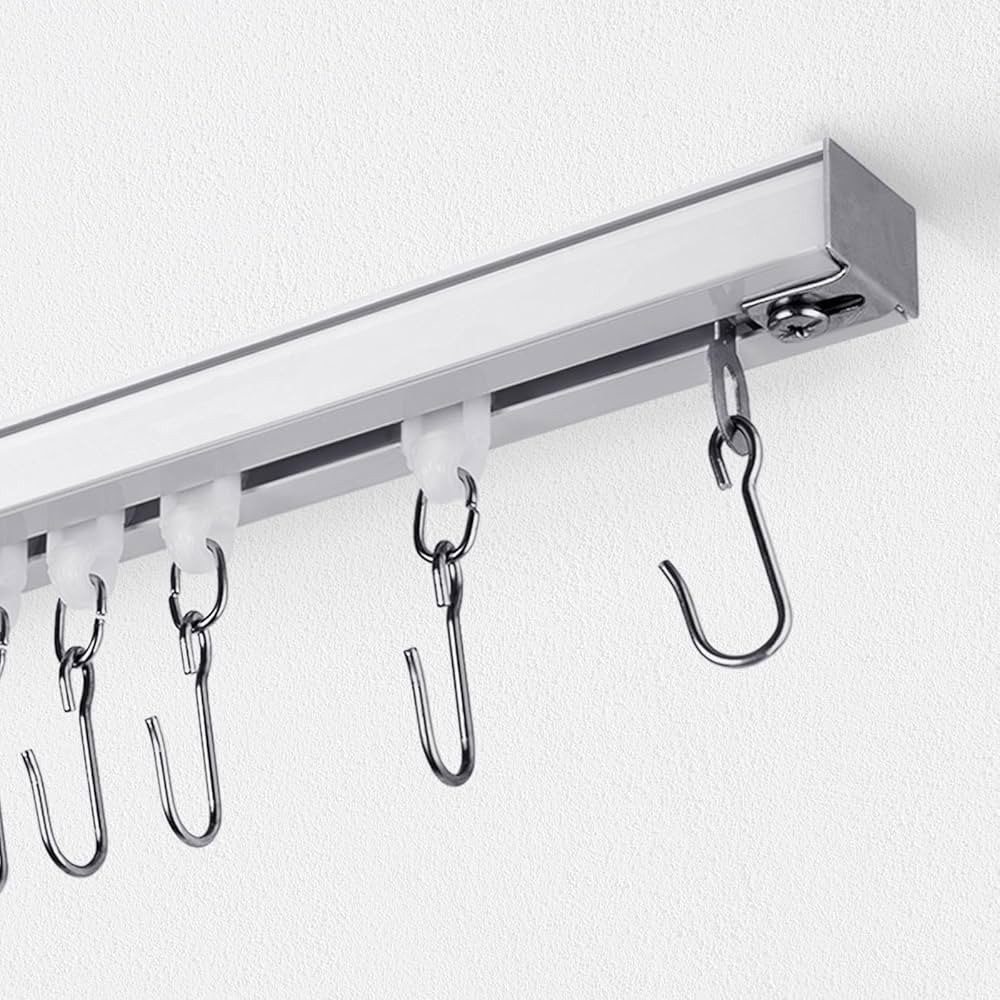 Curtain Track, Ceiling Curtain Track with Roller Hooks, Ceiling Mount Rail Set for Room Divider, ... | Amazon (US)