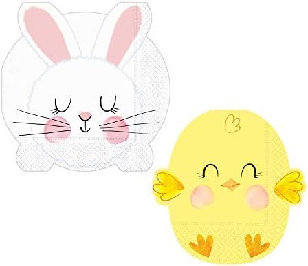 Easter Bunny & Chick Napkins Set | Bunny Lunch and Baby Chick Beverage Napkins for 16 People | Hi... | Amazon (US)