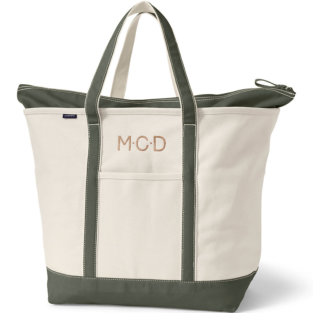 Extra Large Natural 5 Pocket Zip Top Canvas Tote Bag | Lands' End (US)