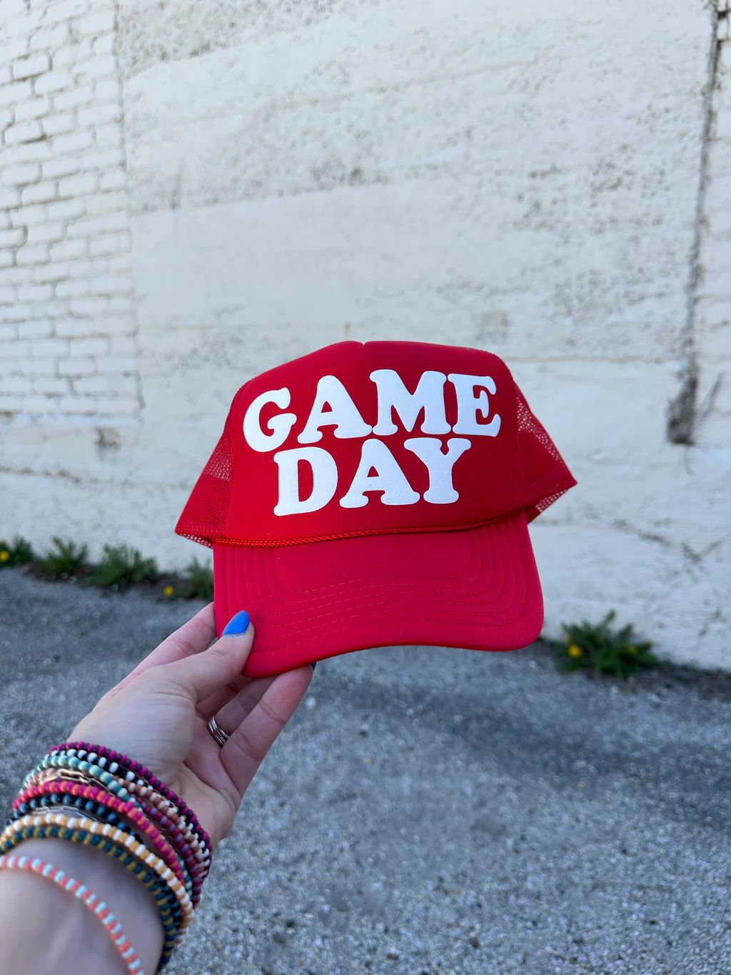game day red trucker hat | Etta+East