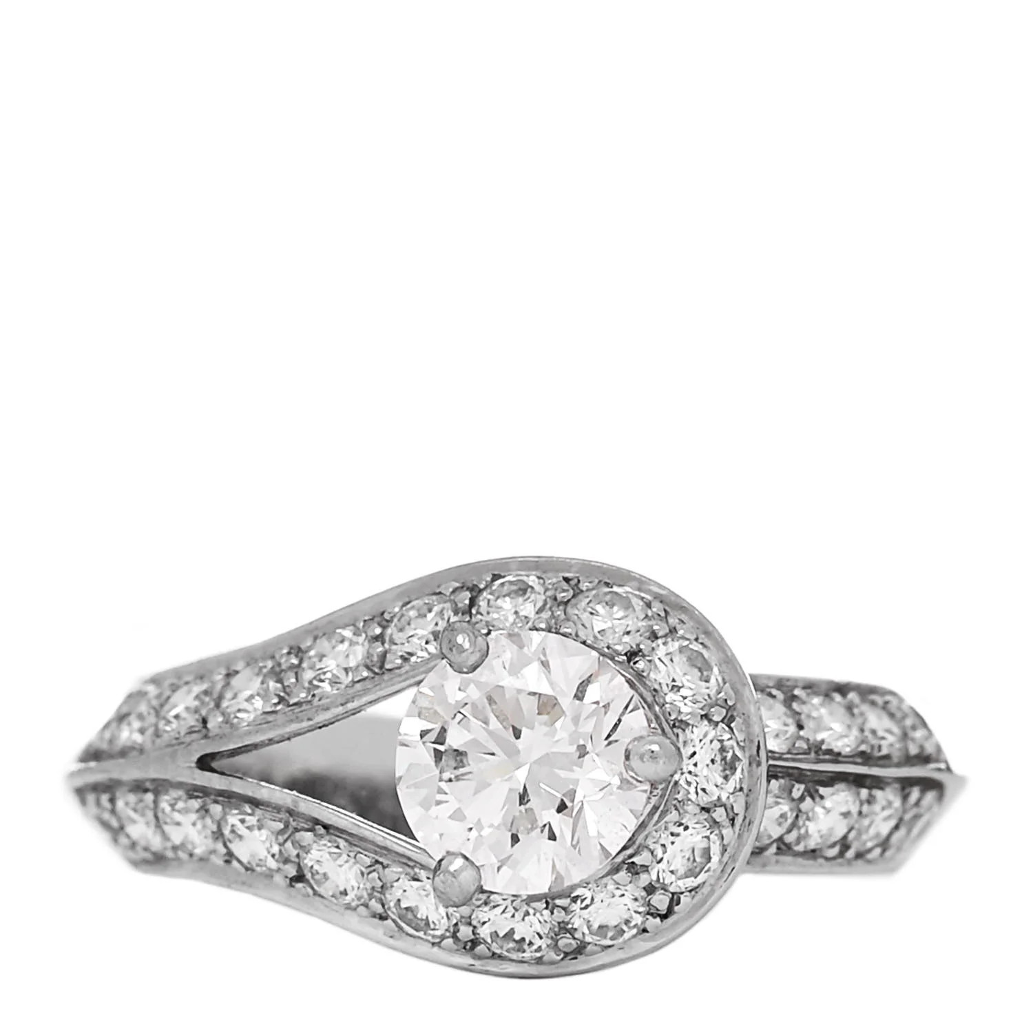 Platinum Diamond .70ct Couture Solitaire Ring 48 4.5 | FASHIONPHILE (US)