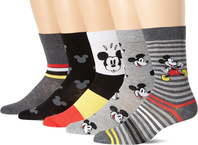 Disney Men's Mickey Mouse 5 Pack Crew Socks | Amazon (US)