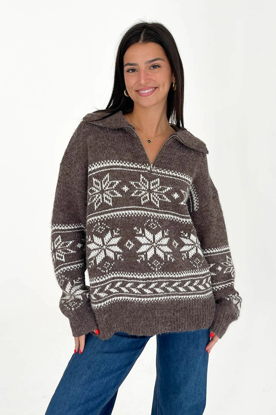Warm Me Up Sweater in Brown/Ivory | Grey Bandit