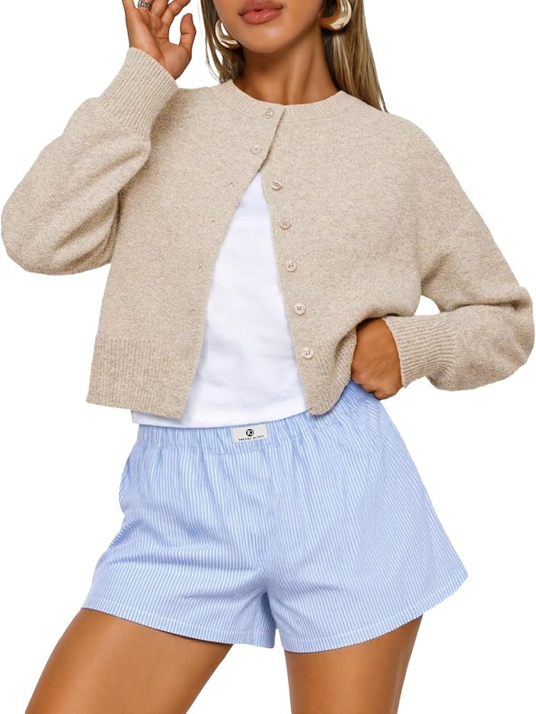 Trendy Queen Cropped Cardigan Sweaters for Women Lightweight Crop Knit Y2k Fall Outfits Fashion C... | Amazon (US)