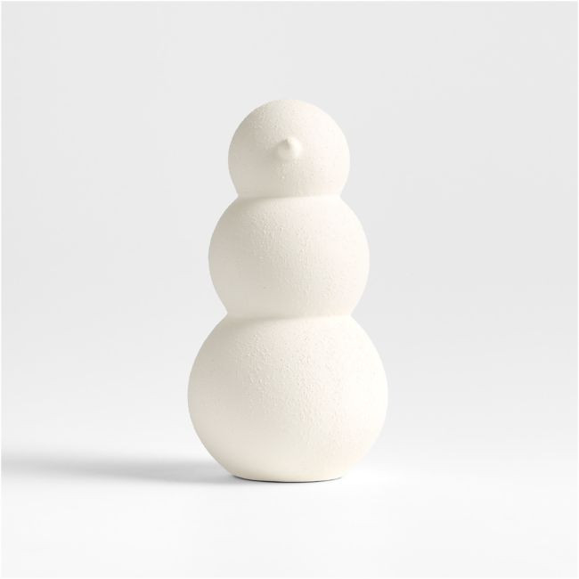 Antique White Textured Ceramic Snowman Small 9 | Crate & Barrel