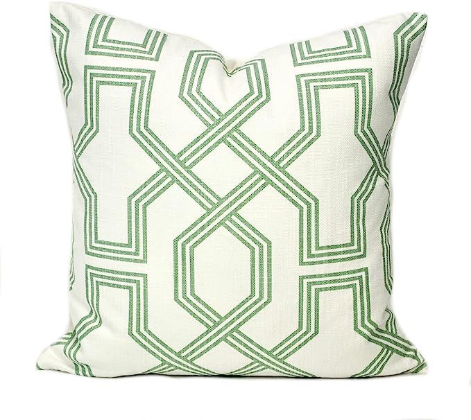MangGou Green Geometric Stripes Pillow Cover Cushion Chinoiserie Style Home Decorative Cushion Co... | Amazon (US)