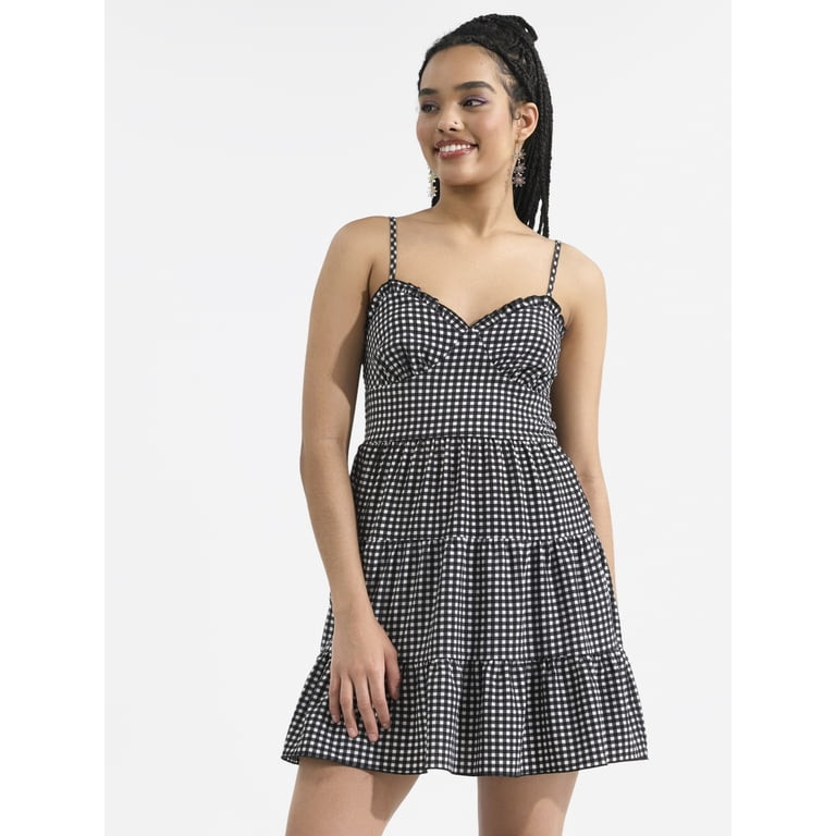 No Boundaries Tiered Bustier Mini Dress, Women's | Walmart (US)