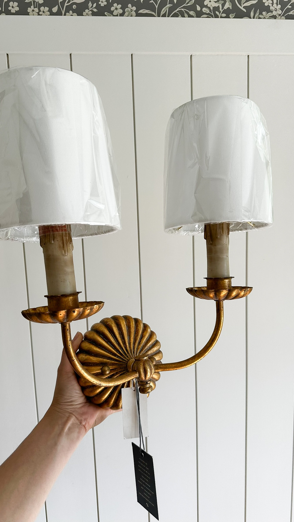 Our new bathroom wall sconce, vintage look and charming!  

 