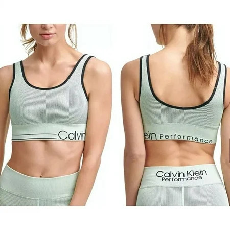 Calvin Klein Womens Seamless Ribbed Medium Impact Sports Bra | Walmart (US)