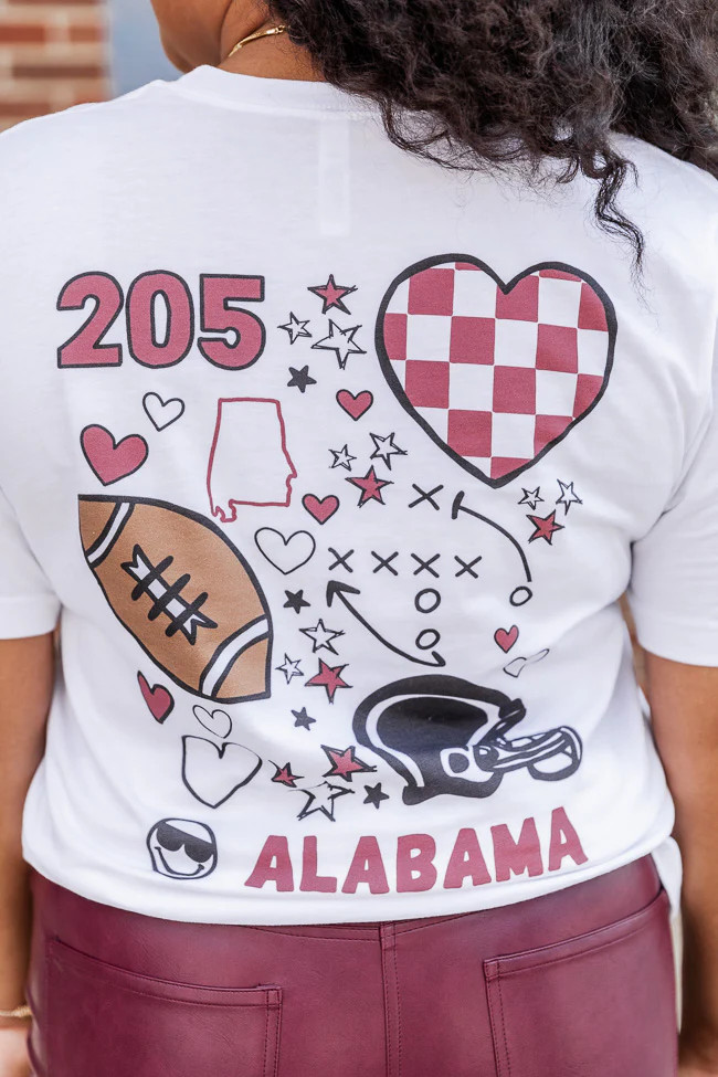 Alabama 205 white graphic tee | Pink Lily