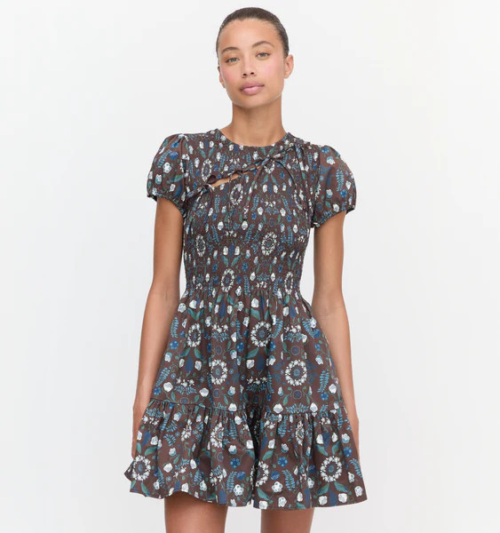 The Gia Mini Nap Dress - Chocolate Swedish Floral | Hill House Home US
