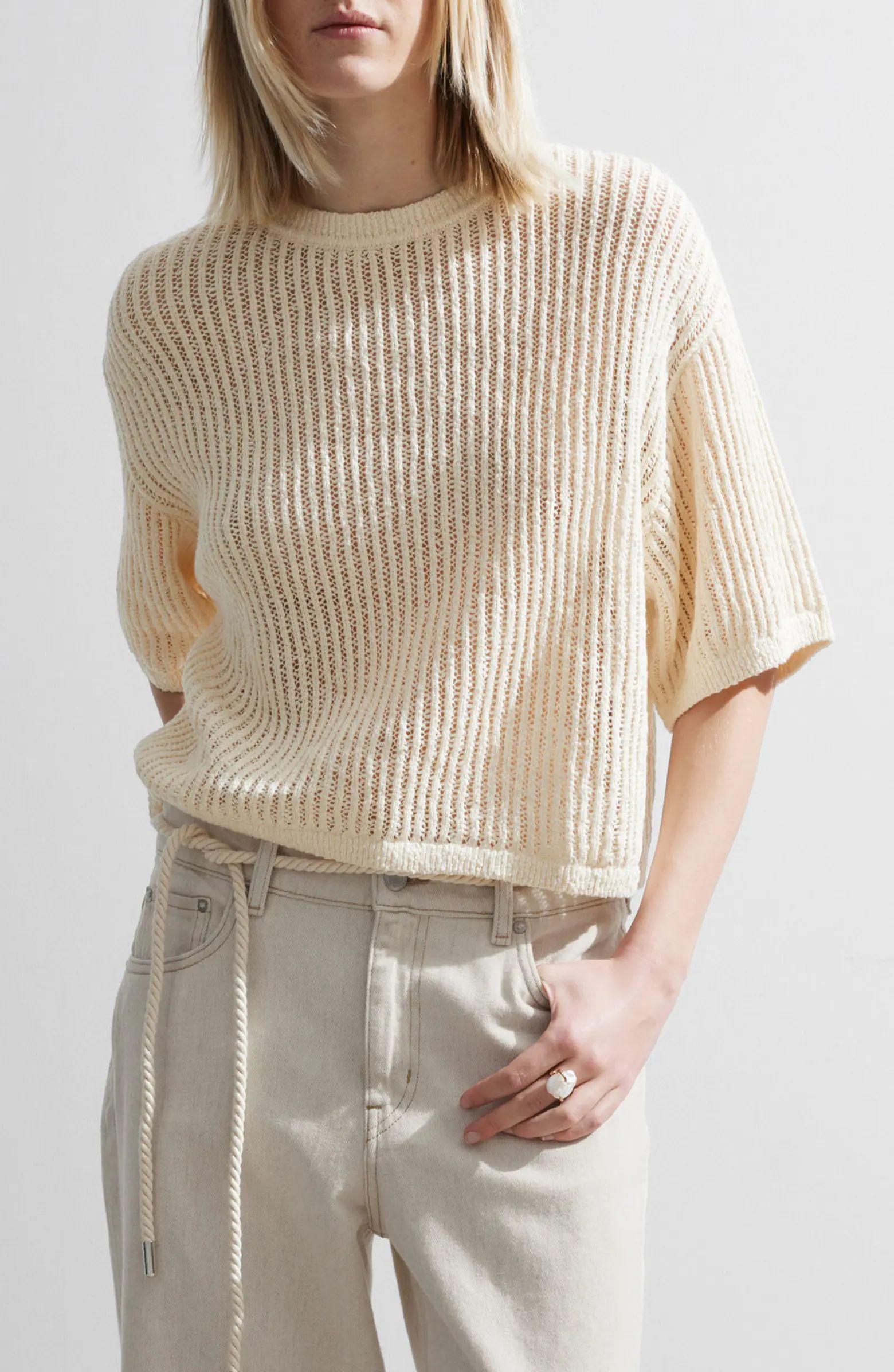 & Other Stories Open Stitch Cotton Sweater | Nordstrom | Nordstrom