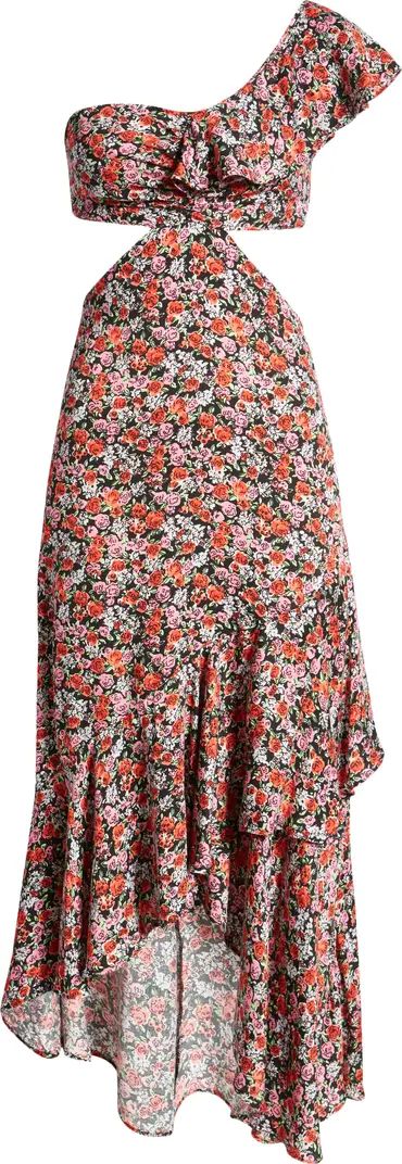 Topshop One Shoulder Floral Print Cutout Dress | Nordstrom | Nordstrom
