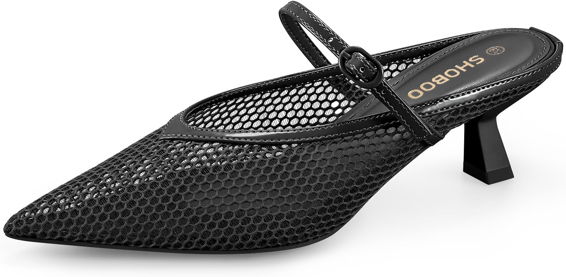 Women's Pointed Toe Kitten Heels Mesh Dress Sandals Slip On Pump Shoes with Strap for Casual Part... | Amazon (US)