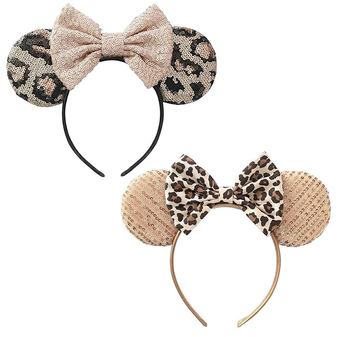 UNDEHAAC Bows Mouse Ears Headband - 2 Pcs Cute Sequin Headband for Women and Girls, Suitable for ... | Amazon (US)