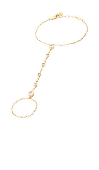 Liquid Metal Hand Chain in Clear Crystal & Gold | Revolve Clothing (Global)