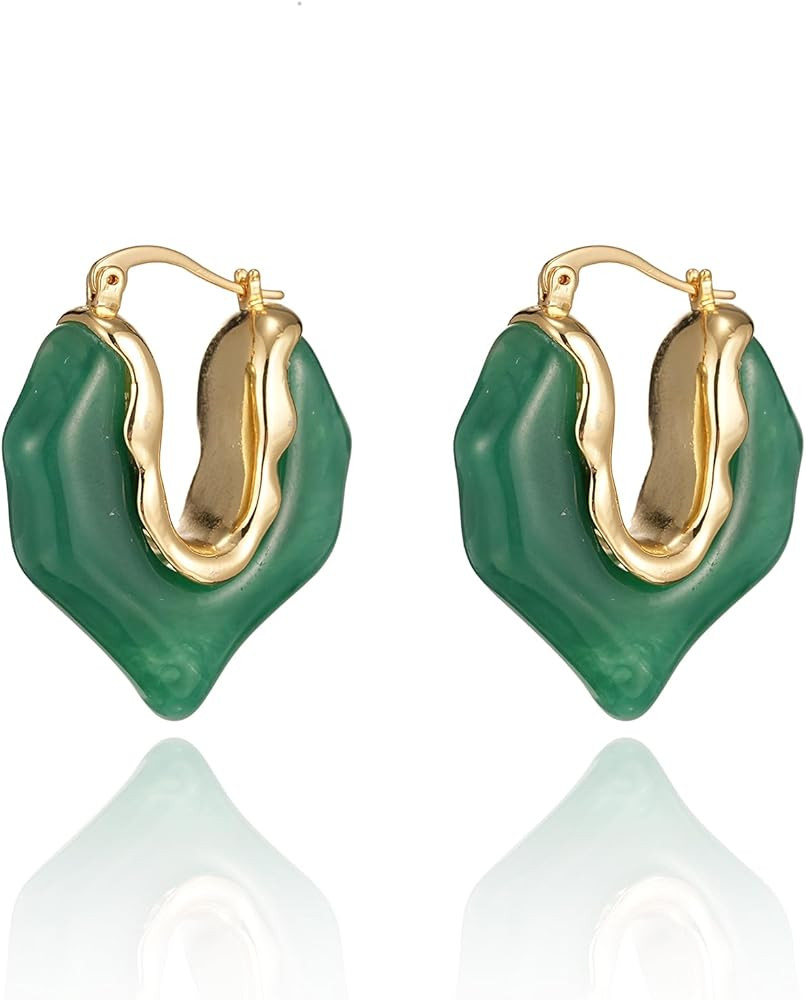 Acrylic Hoop Earrings Sterling Silver Lucite Clear Resin Rectangle Transparent Hoops for Women | Amazon (US)