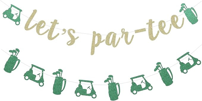 Glitter Golf Themed Banner Let's Par-Tee Banner for Golf Birthday Party Supplies Boy Girl Baby Sh... | Amazon (US)