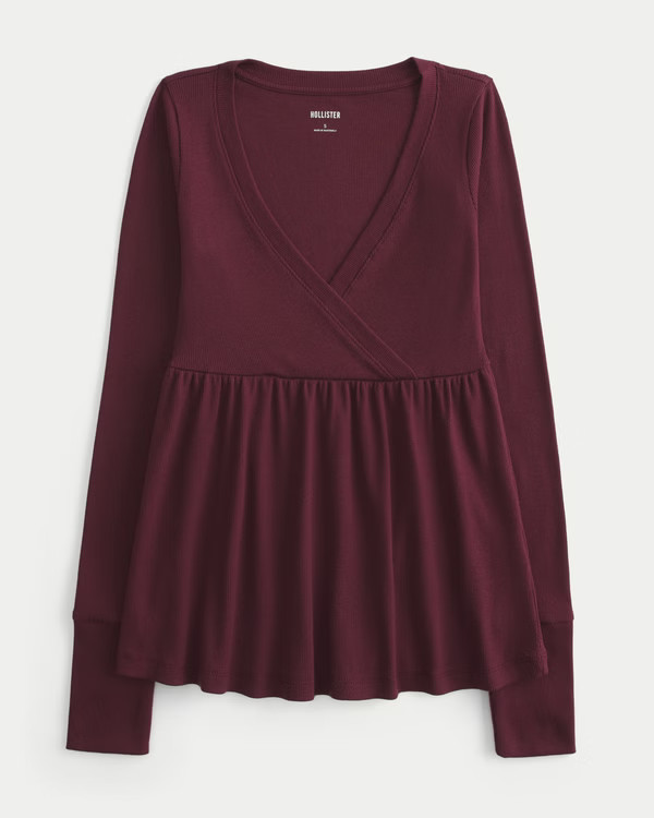 Easy Wrap-Front Babydoll Top | Hollister (US)