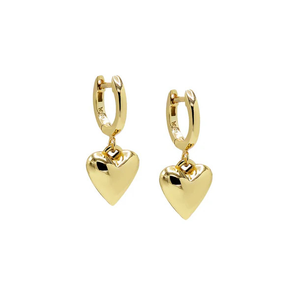 Solid Puffy Heart Huggie Earring | Adina Eden