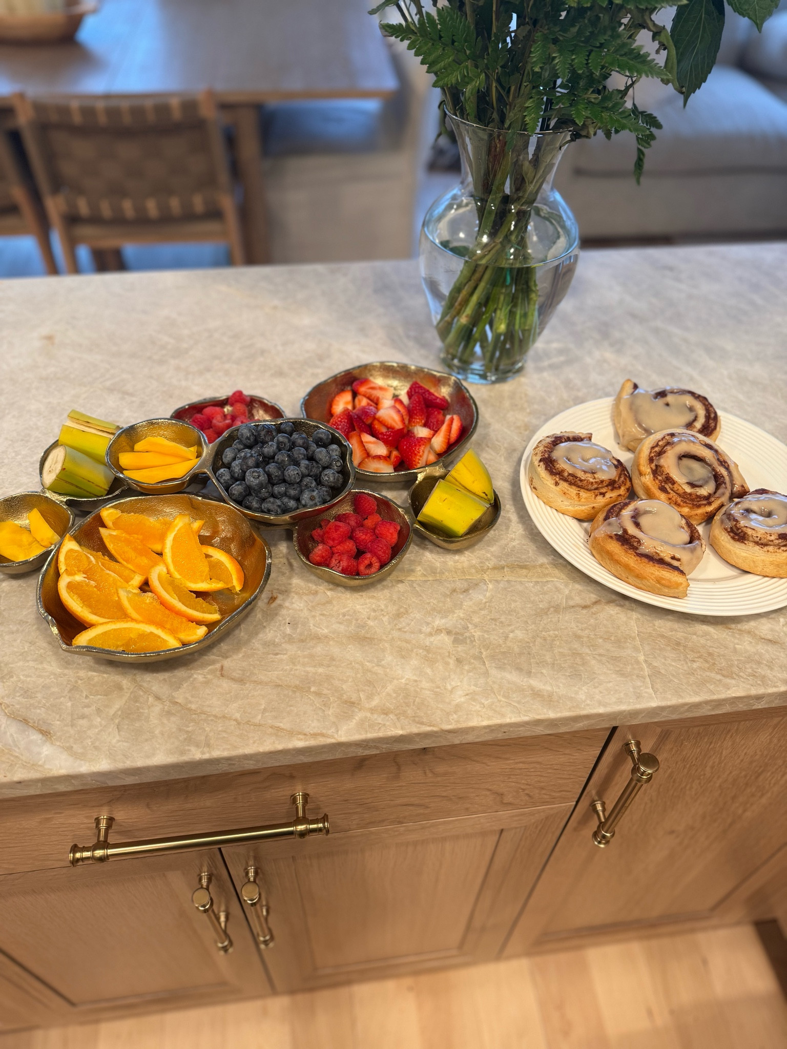 This gold tray seriously levels up putting anything out. Fruit cheeses, olives,  crackers. Automatic level up 